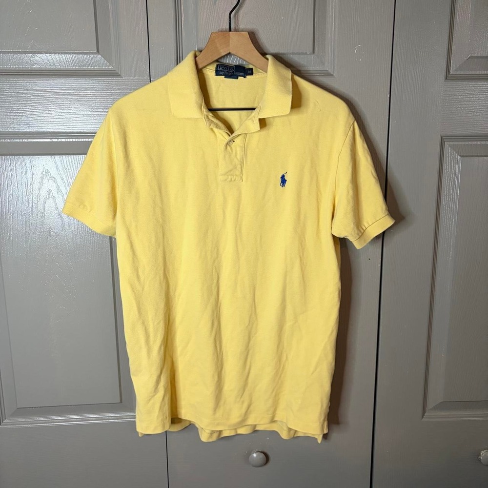 Polo Ralph Lauren Mens Short Sleeve Pony Logo Polo Shirt Yellow Size M